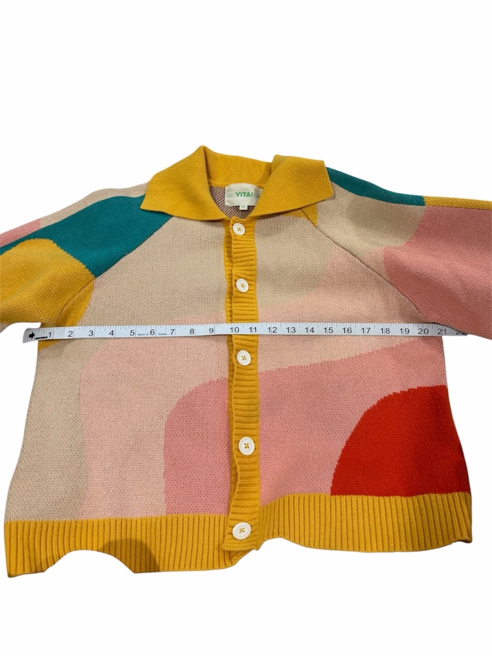 YITAI New Wave Abstract Colorblock Cardigan Sweater XS - Picture 9 of 11